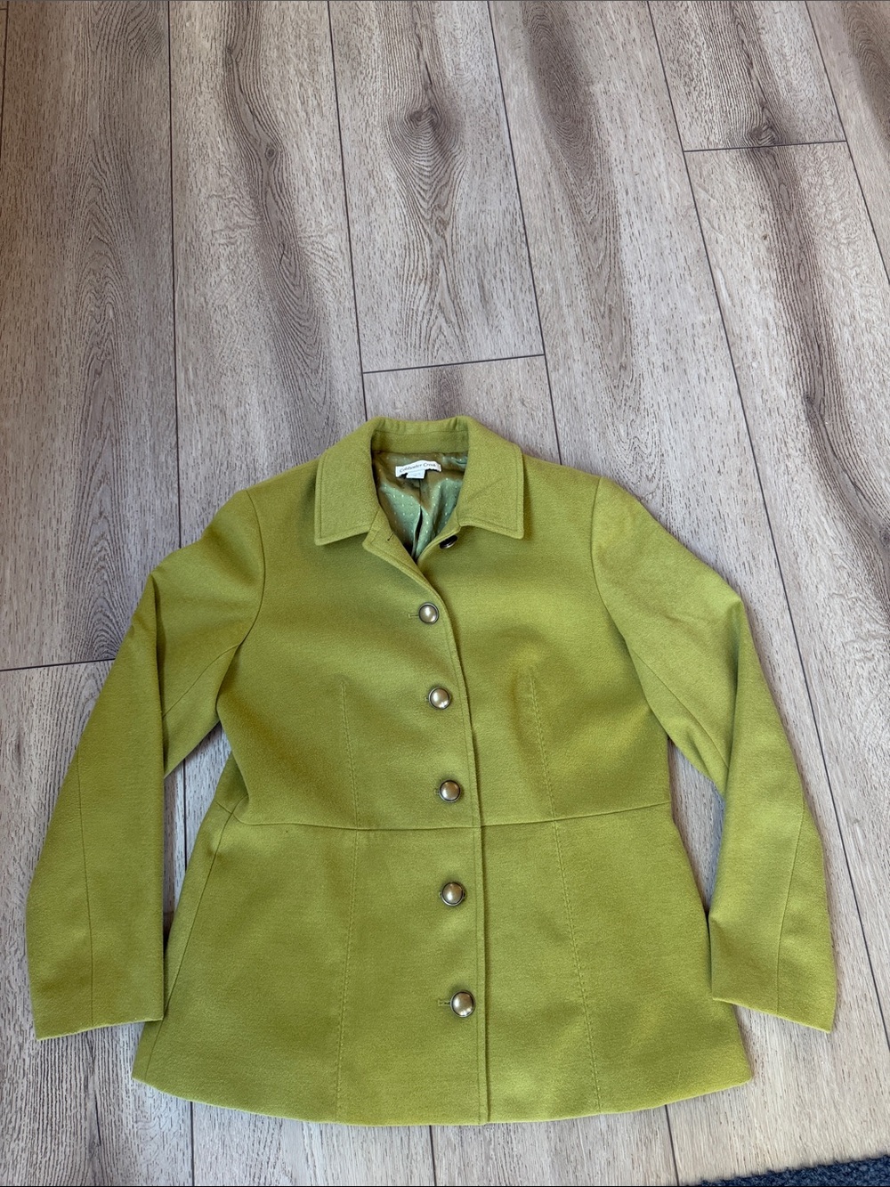 Coldwater Creek Lime Green Wool-Blend Pea Coat